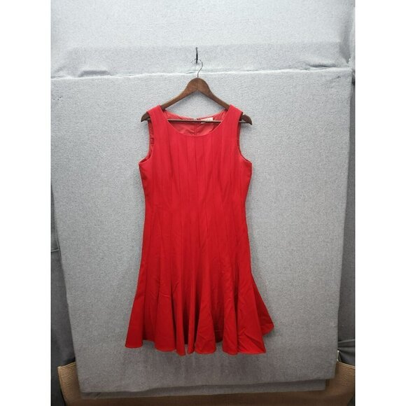 Sleeveless Calvin Klein Red A-Line Dress Size 10 - Picture 1 of 3